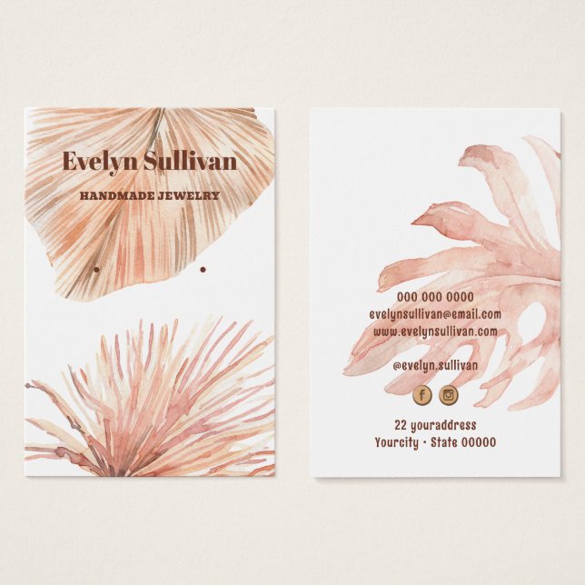 boho tropical earring display card (Front & Back)