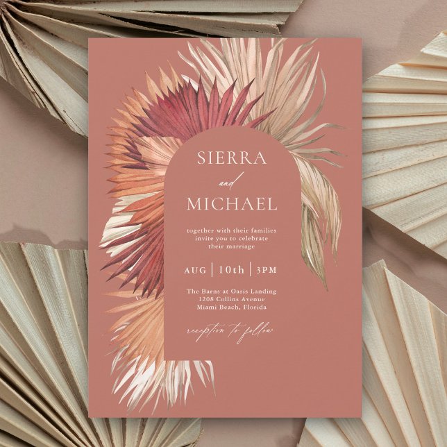 Boho Tropical Fan Palms Coastal Elegance Invitation (Creator Uploaded)