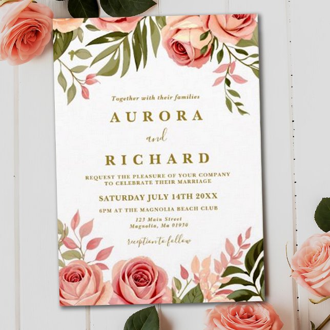 Boho Tropical Floral Autumnal Copper Wedding Invitation (Creator Uploaded)