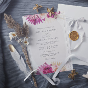 Boho Tropical FLoral Elegant Chic QR Code Wedding Invitation