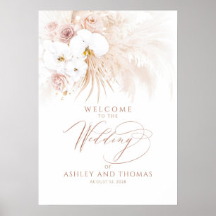 Boho Tropical Floral Elegant Wedding Welcome Sign