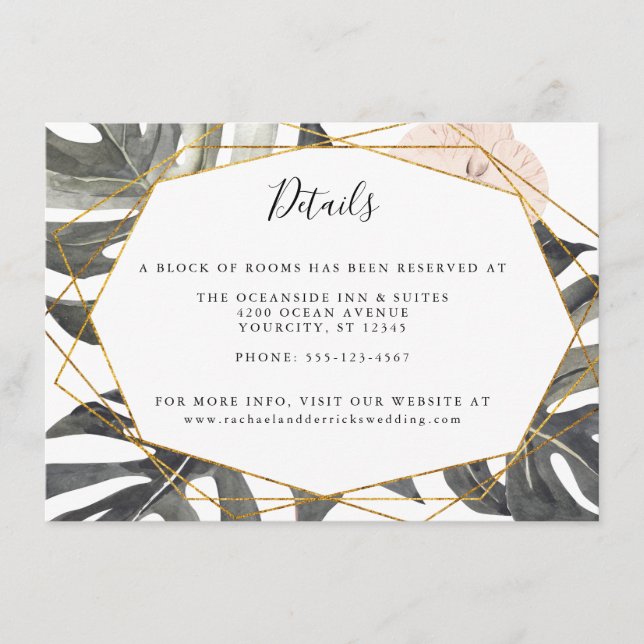 Boho Tropical Floral Geometric Wedding Details Enclosure Card (Front)