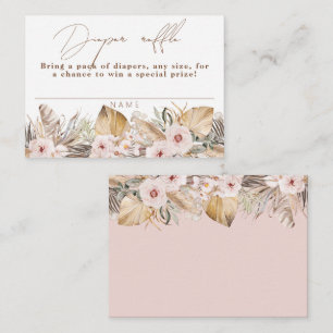 Boho Tropical Floral Girl Shower Diaper Raffle Enclosure Card