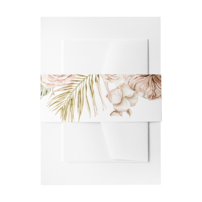 Boho Tropical Floral Pampas and dried flowers Invitation Belly Band (Front Example)
