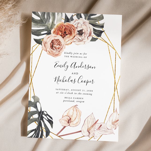 Boho Tropical Floral | Wedding Invitation (Creator Uploaded)