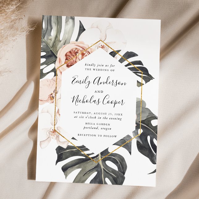Boho Tropical Floral | Wedding Invitation (Creator Uploaded)