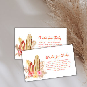 Boho Tropical Flower SurfIng Books For Baby Shower Enclosure Card
