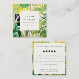 Boho Tropical Foliage Botanical Review Request Square Business Card
