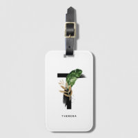 Boho Tropical Foliage Letter T Monogram Bridesmaid
