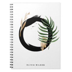 Boho Tropical Greenery Letter O Monogram Notebook