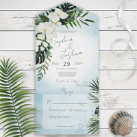 Boho Tropical Greenery Modern Aqua No Dinner