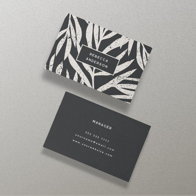 Boho Tropical Grunge Abstract Palm Leaves Pattern Business Card (Creator Uploaded)