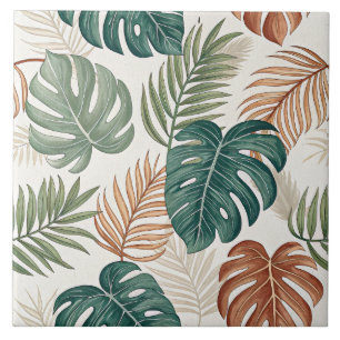 Boho Tropical Leaves  Tile