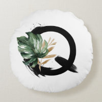 Boho Tropical Monstera Leaf Letter Q Monogram