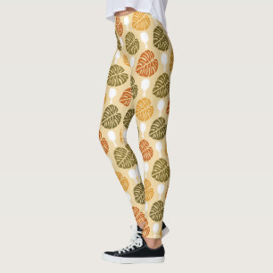 Boho Tropical Monstera Pickleball Bridal Shower Leggings