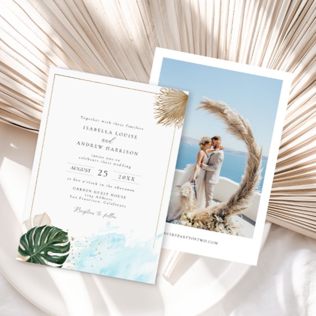 Boho Tropical Palm Beach Wedding  Invitation (Creator Uploaded)