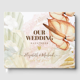 BOHO Tropical Pampas Grass Wedding Guest Book