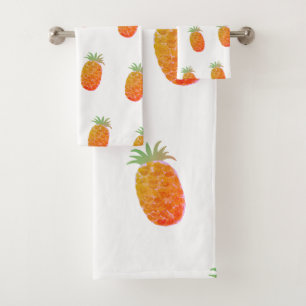 Boho Tropical Pineapple Bath Towel Set