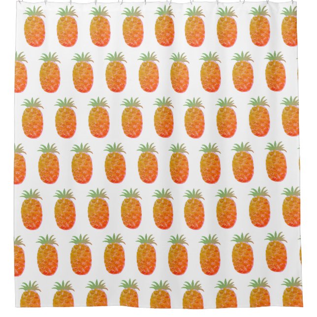 Boho Tropical Pineapple Shower Curtain (Front)