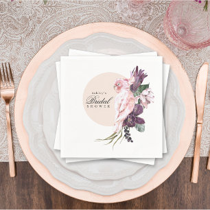 Boho Tropical Pink Parrot Bridal Shower Napkin