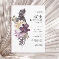 Boho Tropical Purple Parrot 40th Birthday