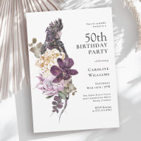 Boho Tropical Purple Parrot 50th Birthday