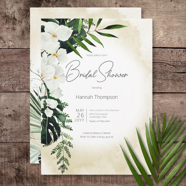 Boho Tropical Sand Watercolor Bridal Shower Invitation (Boho Tropical Sand Watercolor Bridal Shower Invitation)