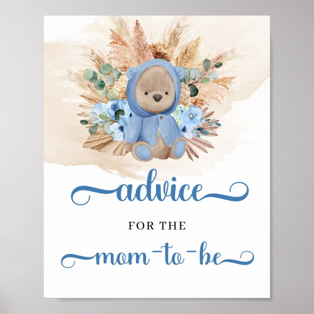 Boho tropical teddy bear Advice for the mum-to-be Poster (Front)