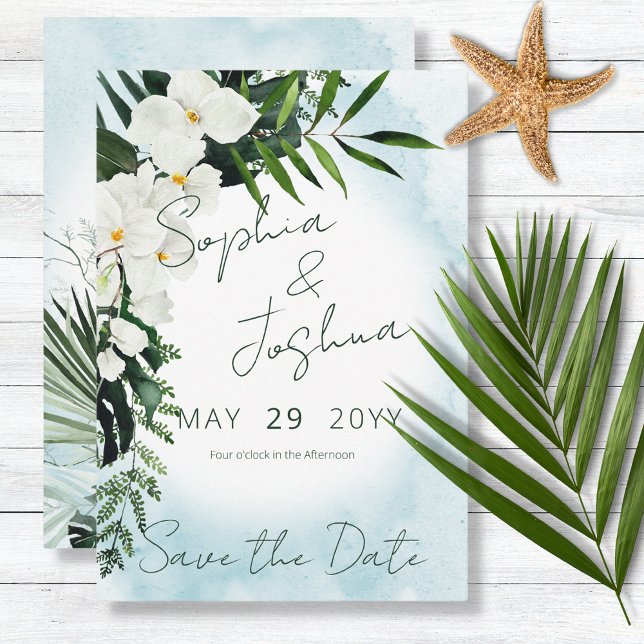 Boho Tropical Water Watercolor Save the Date Card (Creator Uploaded)