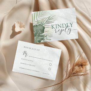 Boho Tropical Watercolor Wedding RSVP Card