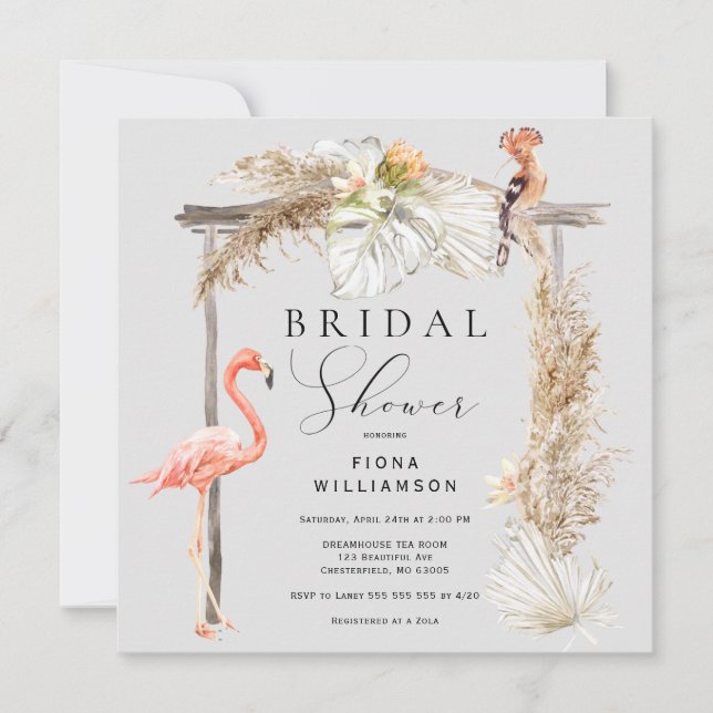 Boho Tropical Wedding Arch Bridal Shower Invitatio Invitation (Front)