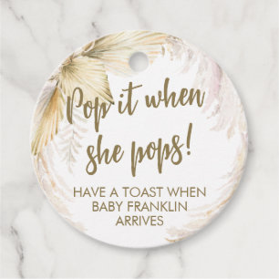 Boho Tropics Pop It When She Pops Favour Tags