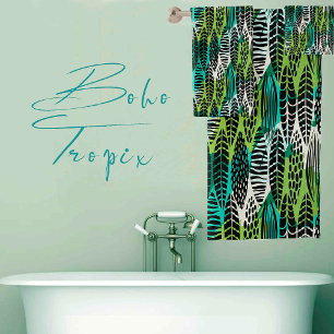 Boho Tropix Blues: Leaf Trellis Bath Towel Set