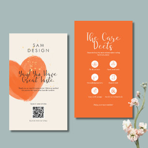Boho Tumblr Care Card Package Insert with barcode