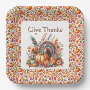 Boho Turkey Thanksgiving  Paper Plate