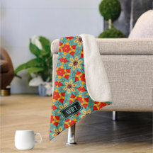 Boho Turquoise Flower Retro Glass Tiles Lovely