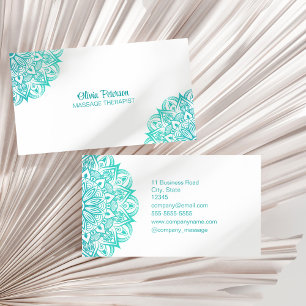 Boho Turquoise Mandala Massage Therapist Business Card