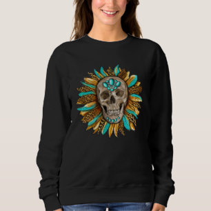 Boho Turquoise skull sunflower turquoise Gypsy Sou Sweatshirt