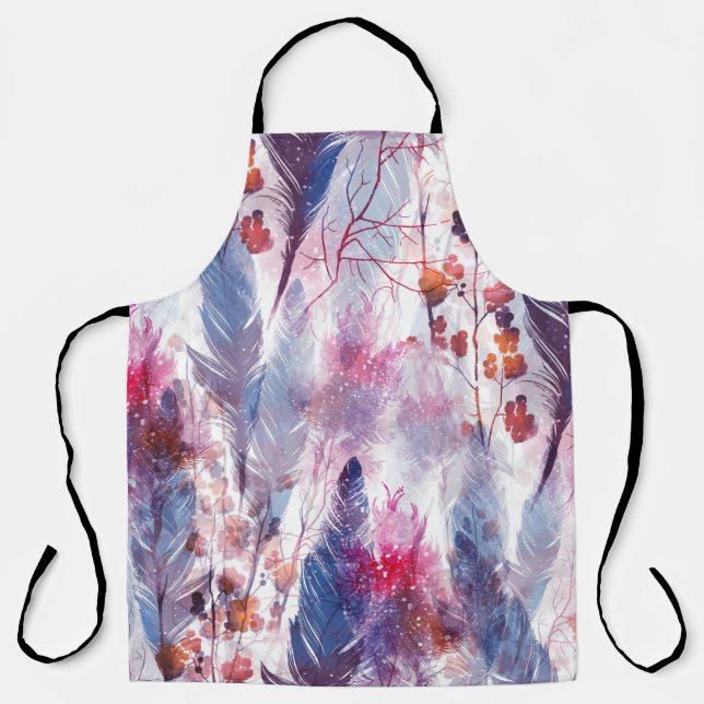 Boho Twigs and Feathers: Fashionable Artwork Apron (Front)