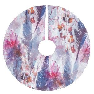 Boho Twigs and Feathers: Fashionable Artwork Brushed Polyester Tree Skirt