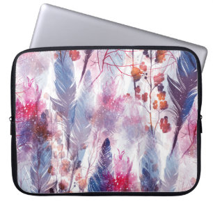 Boho Twigs and Feathers: Fashionable Artwork Laptop Sleeve