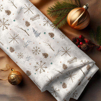 Boho Twigs & Pinecone Christmas ID986 Fabric