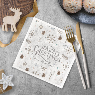 Boho Twigs & Pinecone Christmas ID986 Napkin