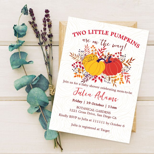 Boho Twins Little Fall Pumpkins Baby Shower Invitation (Creator Uploaded)
