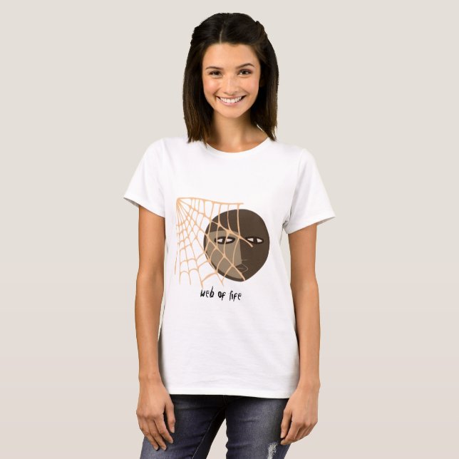 Boho Two Colour Face with a Cobweb with a Quote T-Shirt (Front Full)