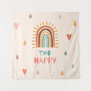 Boho Two Second Birthday Rainbow Tapestry