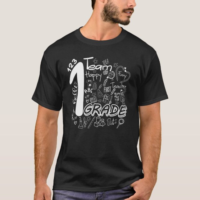 Boho Typography 1st Grade Student Teacher Back To  T-Shirt (Front)