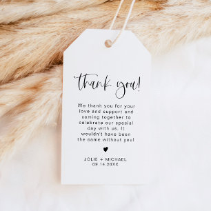 Boho Typography Minimalist Thank You Favour Gift Tags