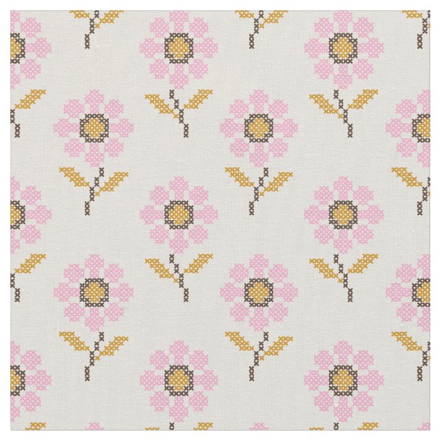 Boho Ukrainian Folk Pattern Fabric  (Close Up)