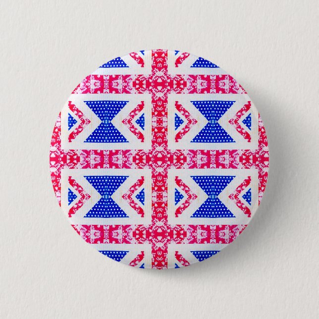 boho union jack 6 cm round badge (Front)